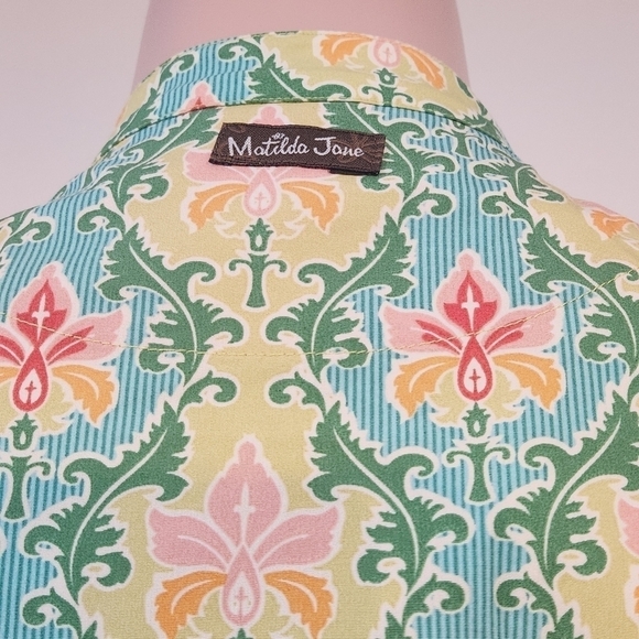 MATILDA Jane Tunic Blouse Button Front Top Green Acres Size M - Picture 7 of 12